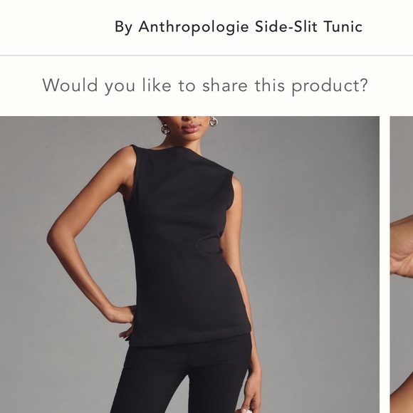 Anthropologie - never worn - sleeveless - side slit - tailored Black Top - Picture 11 of 12